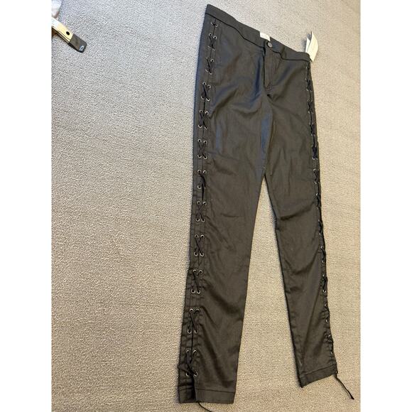 French Connection Women's Size 8 Black Coated Lace Up Pants - Picture 14 of 16